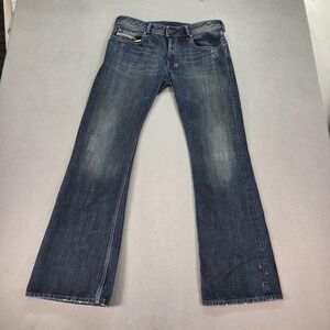 Diesel Jeans Mens 32x32 Blue Bootcut Distressed Zathan 0071S Denim Button Fly